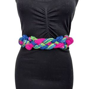 Vintage 1980s Neon Rope Knott Belt, Small